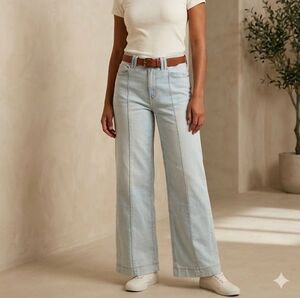 American Eagle Low Rise Baggy Wide Leg Size 4 W 15.5" R 9.5" L 29" Blue